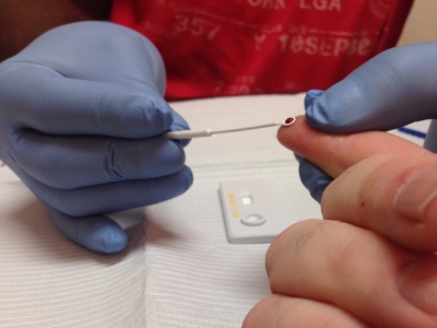 hiv rapid test on finger